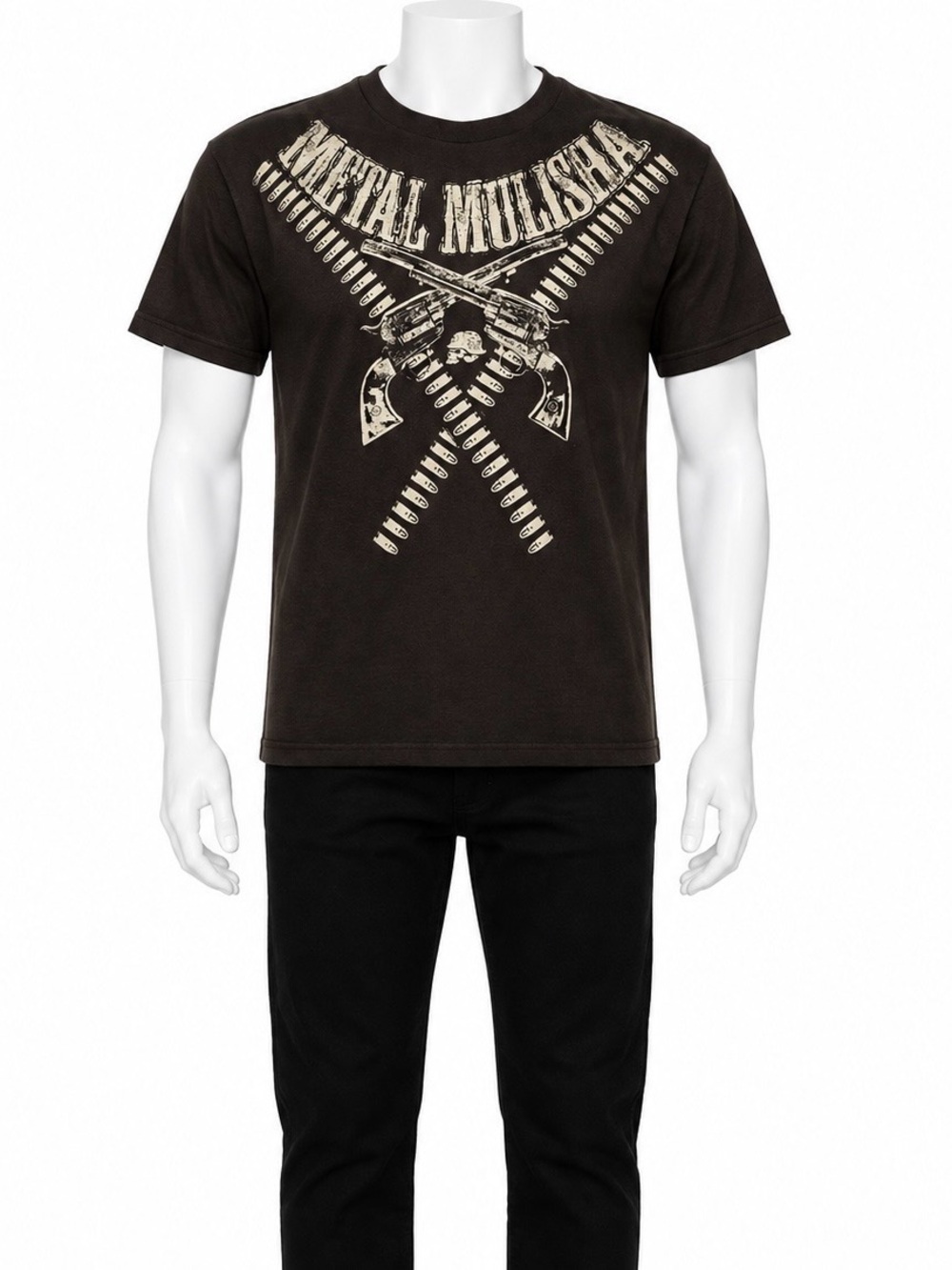 Metal Mulisha Large Y2K Guns Ammo Skull Graphic Tee Motocross Distressed